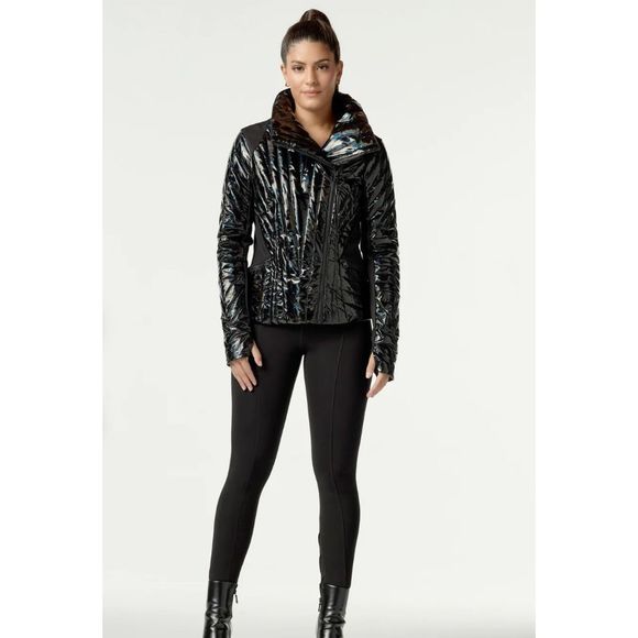 Blanc Noir Motion PanelBlack Shiny Puffer Jacket Women’s M NEW MSRP $180 - Picture 3 of 7